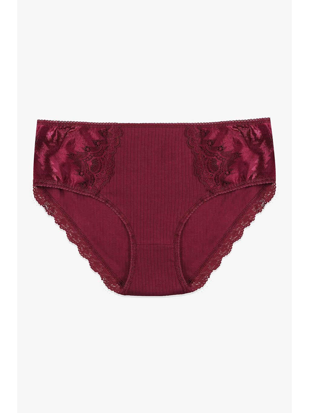 Siyah Kadın 3'lü Fitilli Yan Dantelli Külot-1