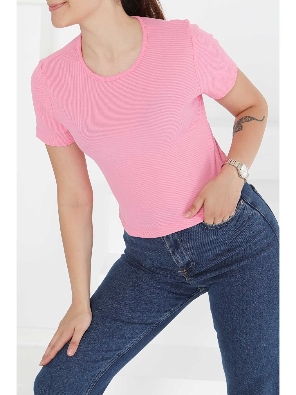 Kısa Kollu Body Pembe - 27418-2