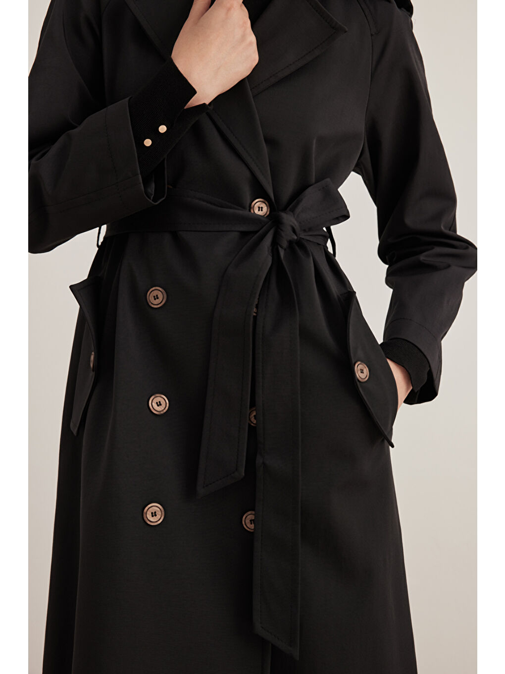 Siyah 7179111 Apolet Detaylı Pardösü-3