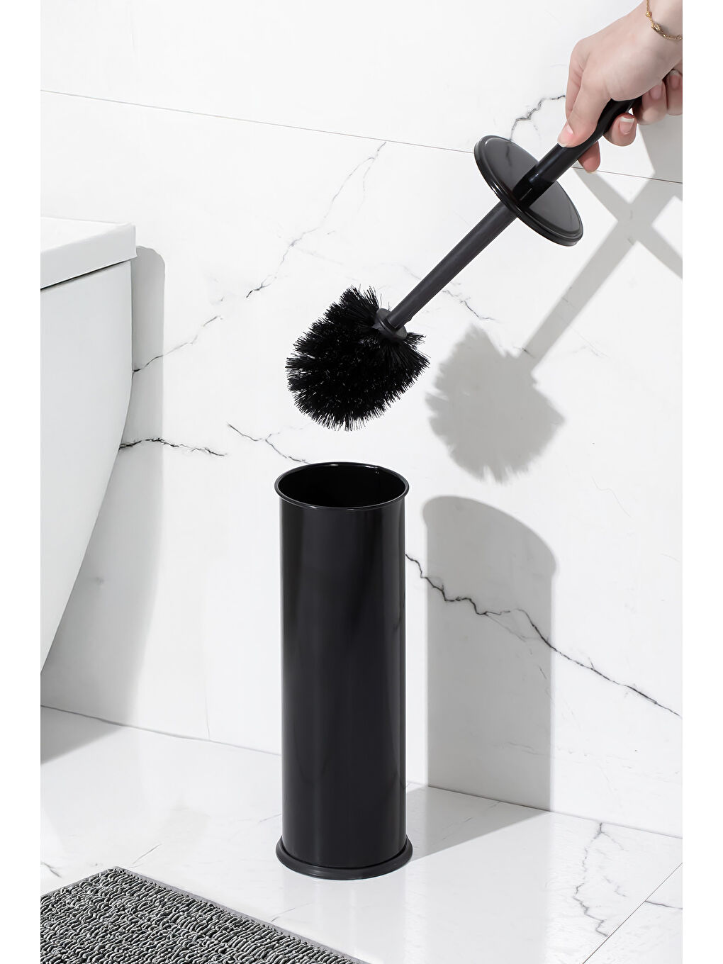 831S Siyah Çelik Tuvalet Wc Fırçası - Çelik Fırçalık Siyah-1
