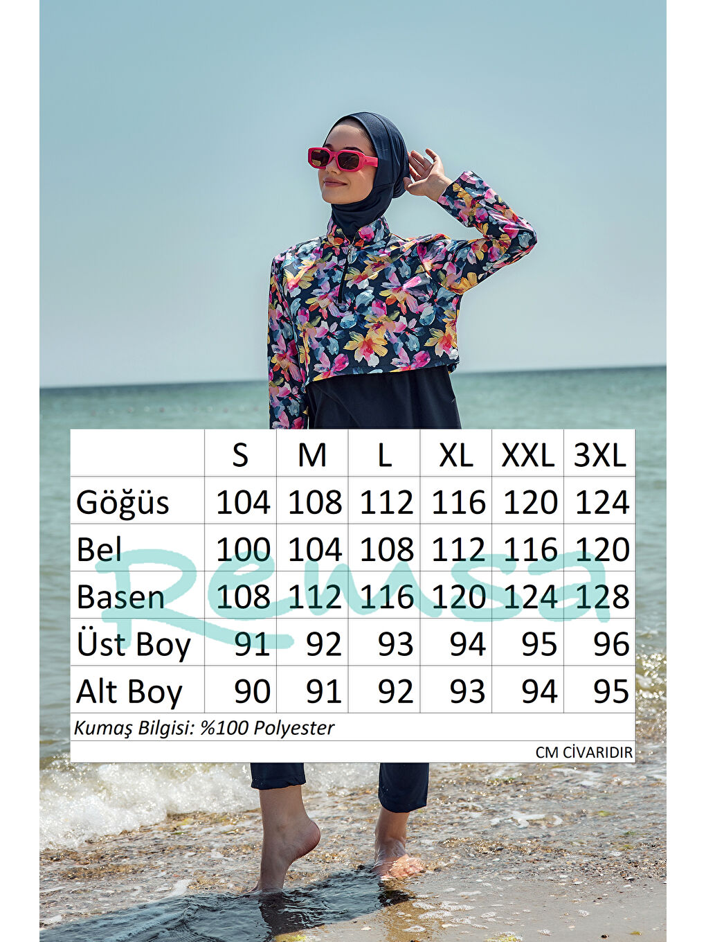 Önü Kapaklı Tam Kapalı Tesettür Mayo Lacivert09 R5209-3