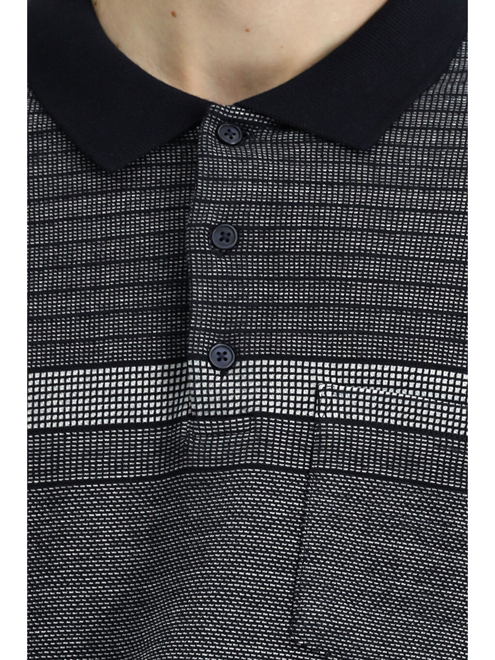 Lacivert Polo Yaka Regular Fit Çizgili Sweatshirt-4