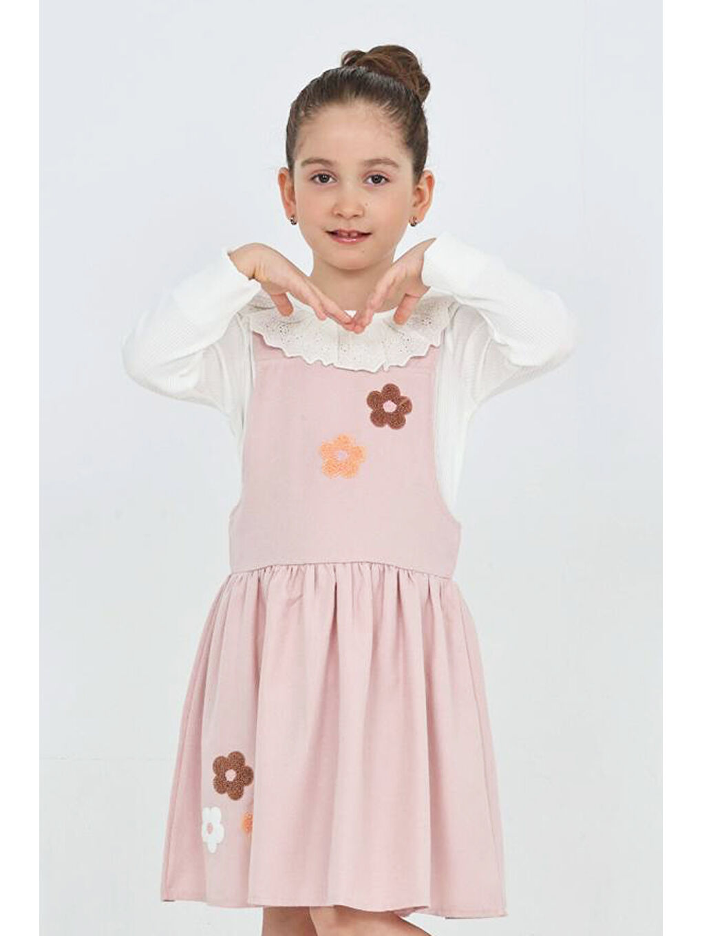 Pembe Kız Çocuk 2'li Elbise (Elbise+Badi Bluz) 12342