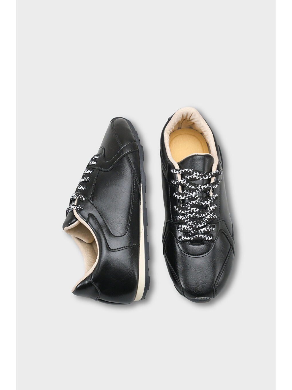 Siyah Catarina Yan Şerit Detaylı Bağcıklı Günlük Spor Kadın Sneaker Ayakkabı-4