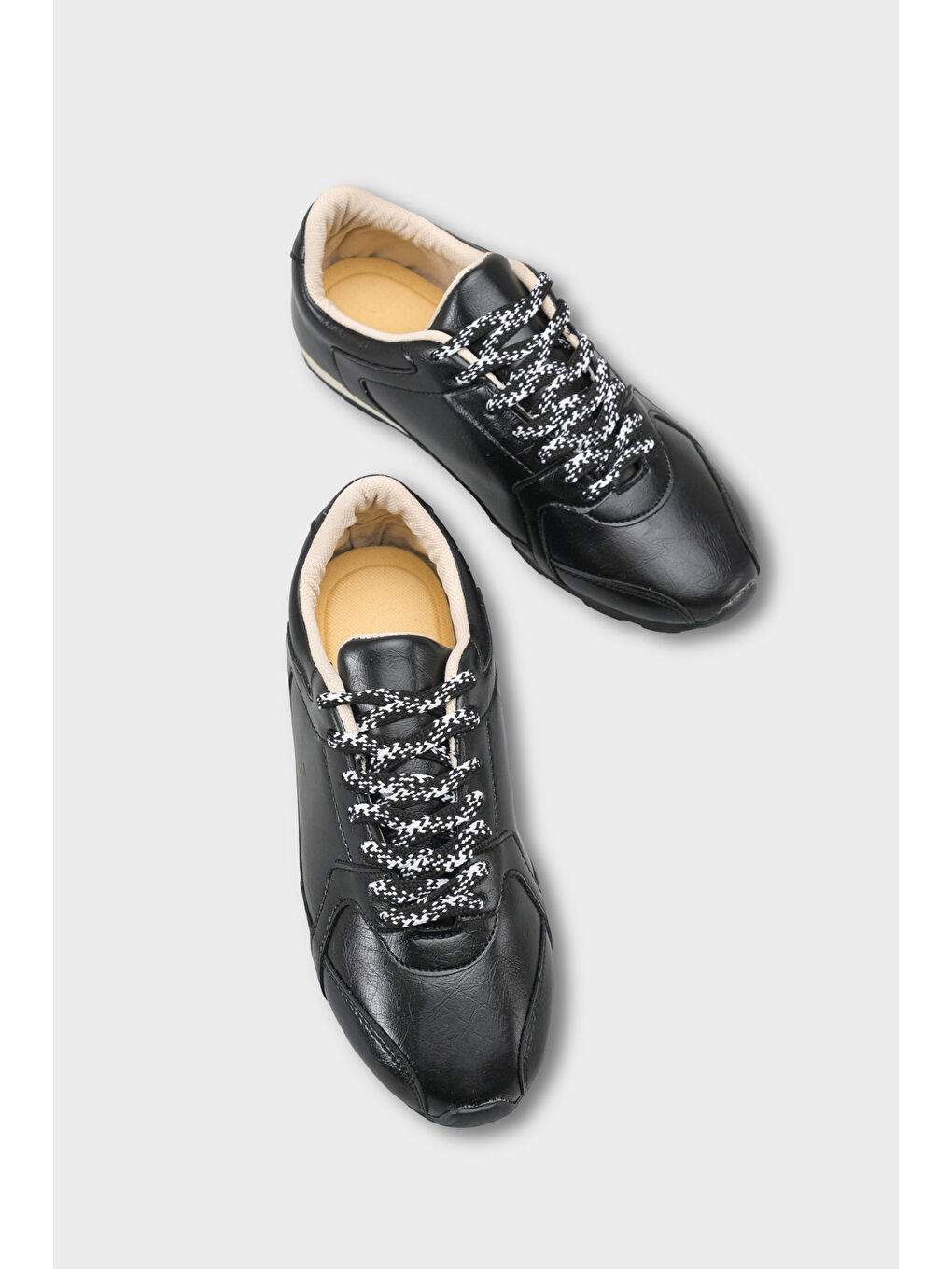 Siyah Catarina Yan Şerit Detaylı Bağcıklı Günlük Spor Kadın Sneaker Ayakkabı-5