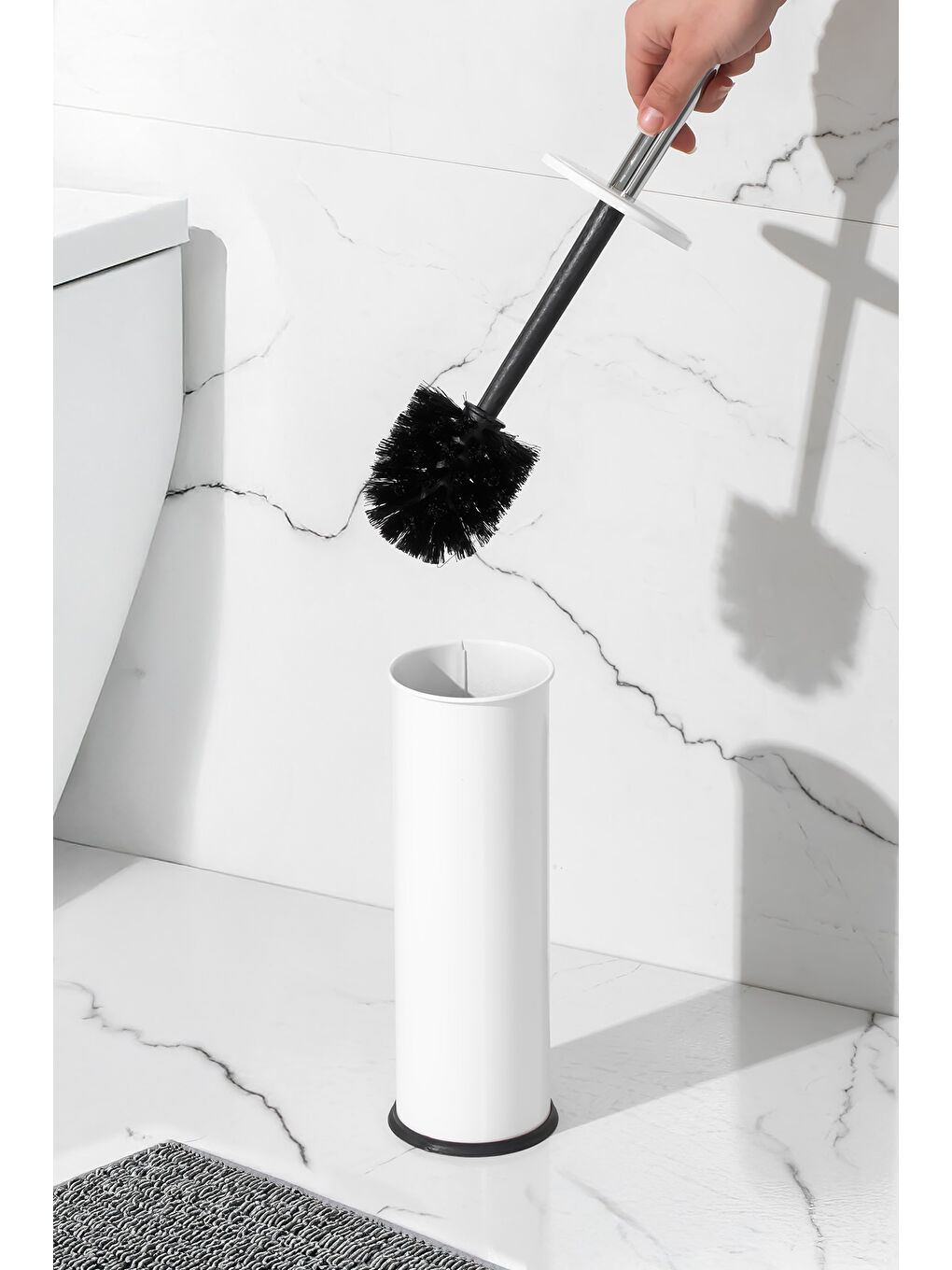 831B Beyaz Çelik Tuvalet Wc Fırçası - Çelik Fırçalık Beyaz-1