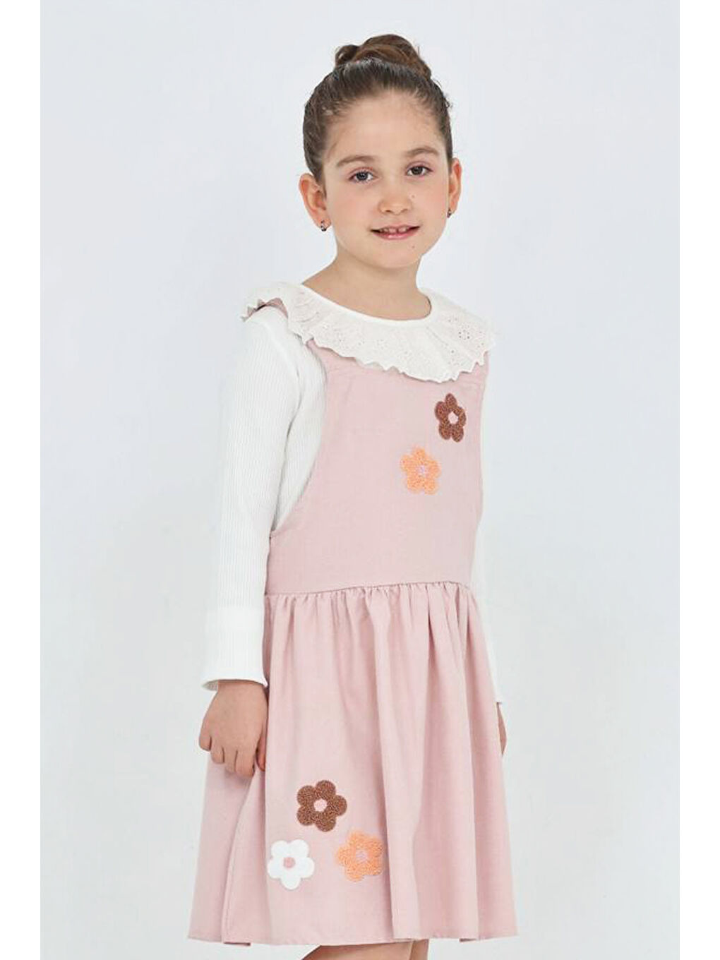 Pembe Kız Çocuk 2'li Elbise (Elbise+Badi Bluz) 12342-1