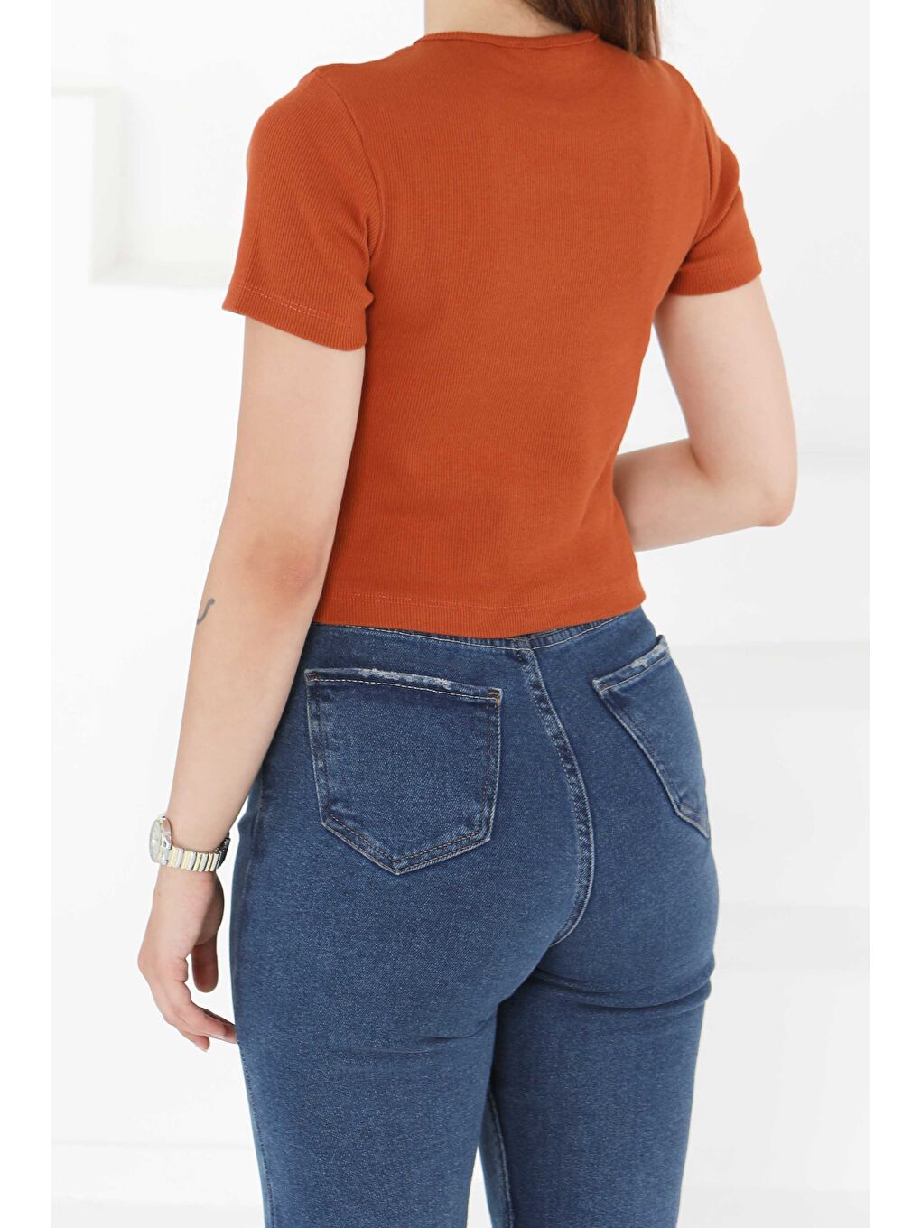 Kahverengi Kısa Kollu Body Kiremit - 27418-3