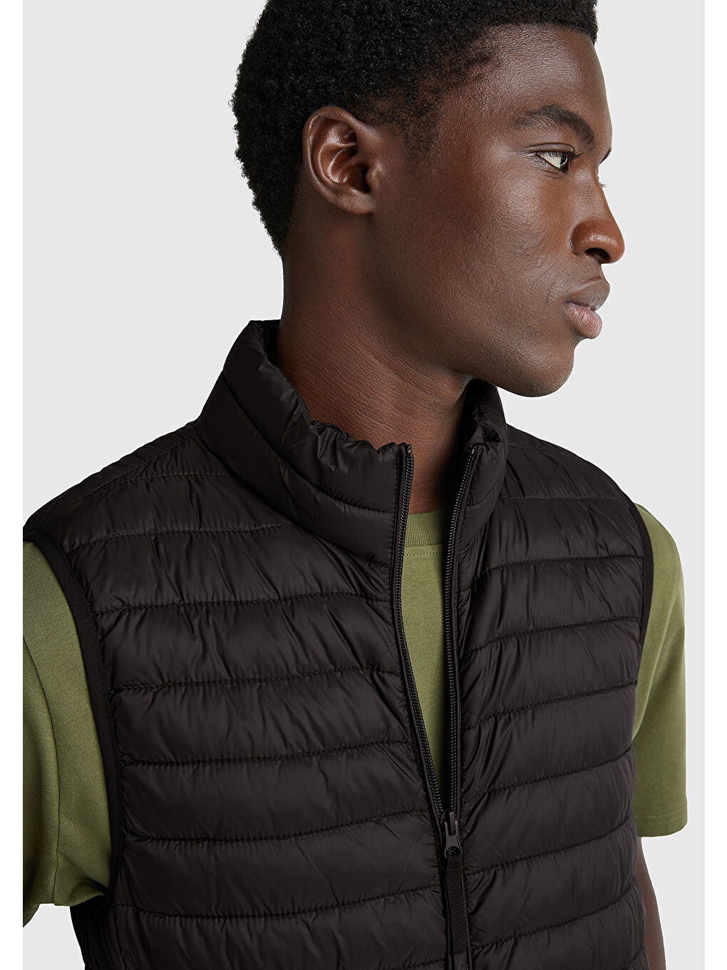 Erkek Siyah Polyester Dolgulu Regular Fit Yelek-5