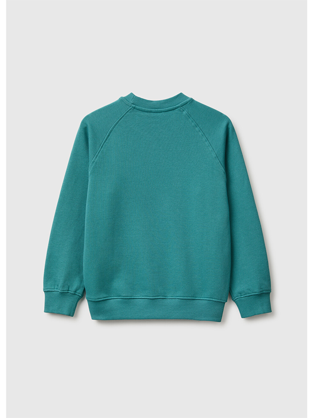 Erkek Çocuk Petrol Yeşili Önü İşlemeli Ribanalı Reglan Kollu Bisiklet Yaka Sweatshirt-1