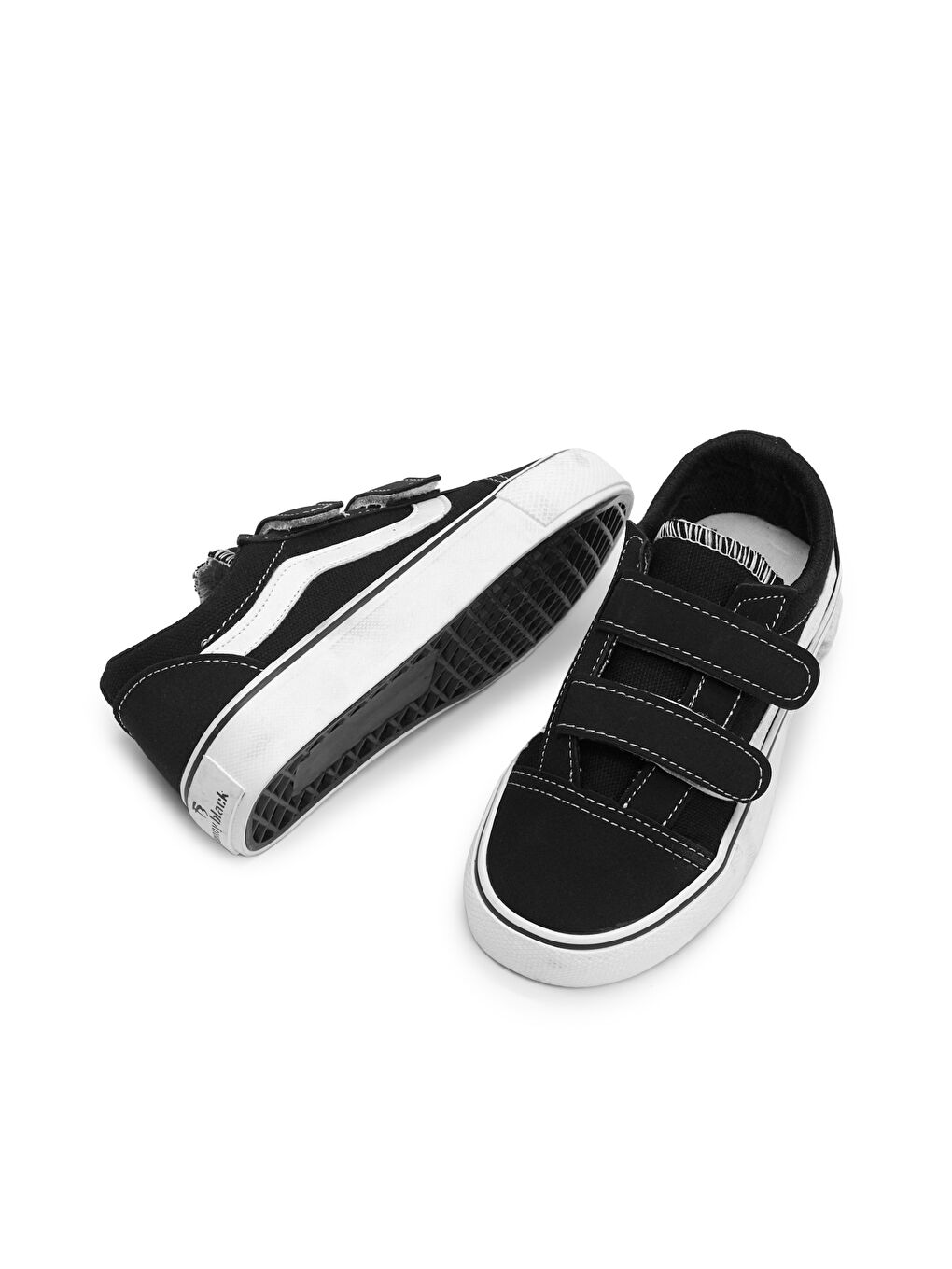 Çocuk Unisex Siyah Kauçuk Taban Rahat Kalıp Çift Cırtlı Ayakkabı-1