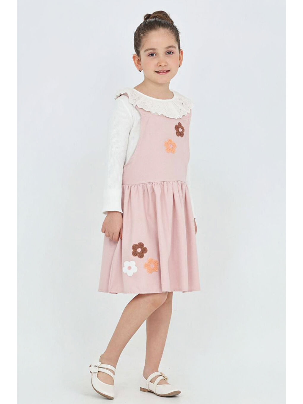 Pembe Kız Çocuk 2'li Elbise (Elbise+Badi Bluz) 12342-2