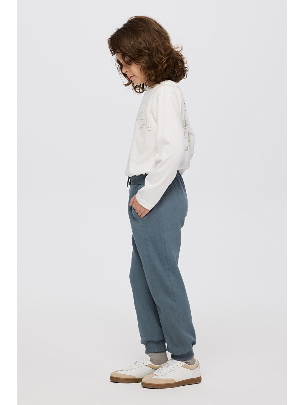 Erkek Çocuk Beli Lastikli Petrol Eşofman Altı-2