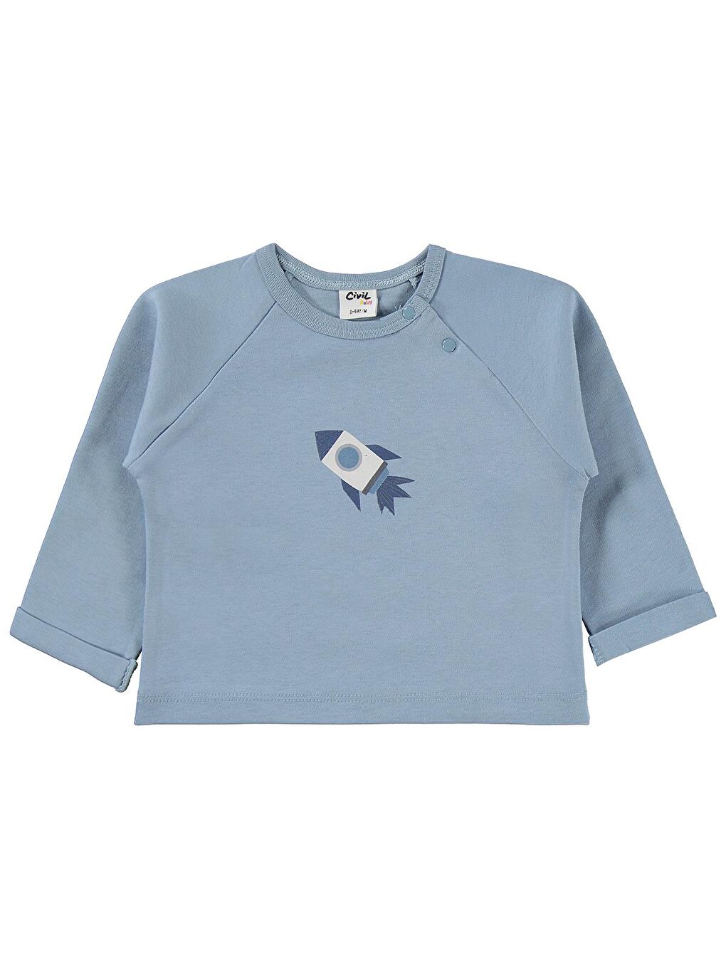 Baby Roket Baskı Gezgegen Empirme 6-18 Ay Takım - Mavi-3