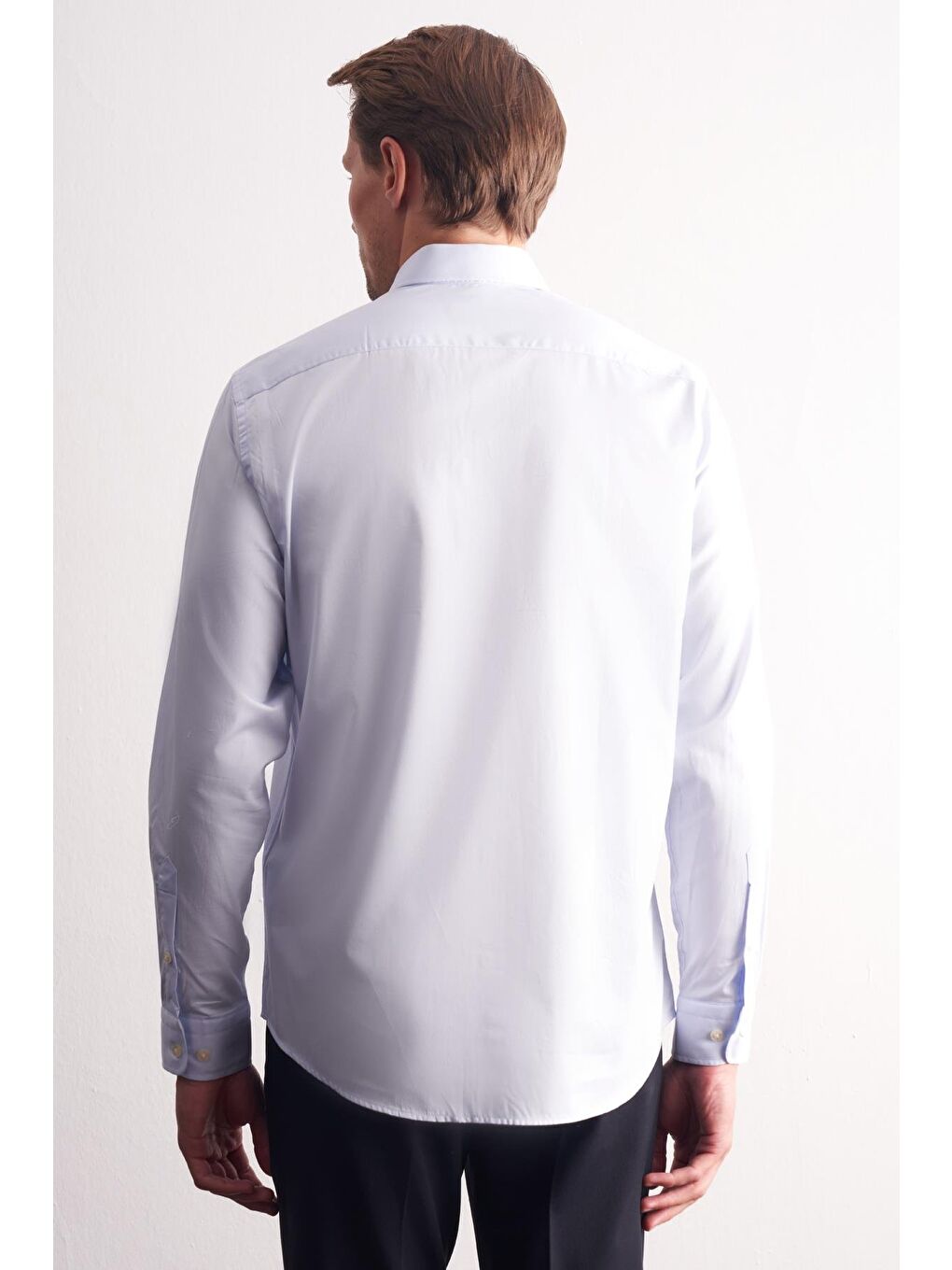 Mavi Yarım İtalyan Yaka Uzun Kol Premium Slim Fit %100 Pamuk Gömlek 1004255197-4