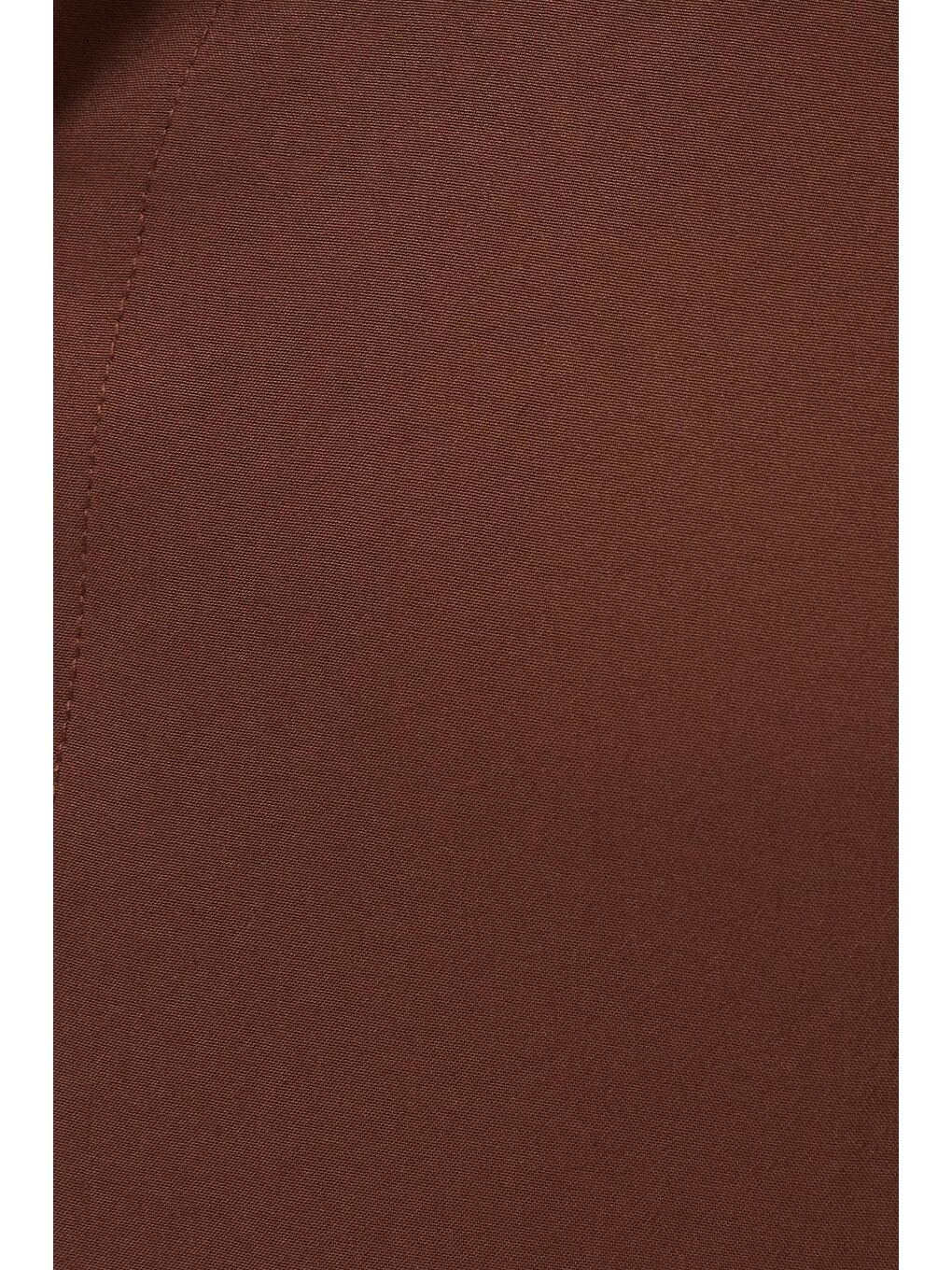 Oversize Mevsimlik Keten Dokulu Bol Kalıp Uzun Kollu Rahat Kullanım Erkek Kahverengi Gömlek-5