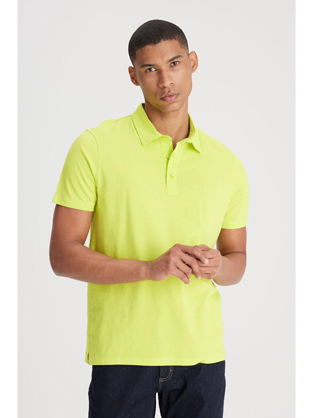 Regular Fit Normal Kesim Polo Yaka %100 Pamuk Sarı Tişört-1