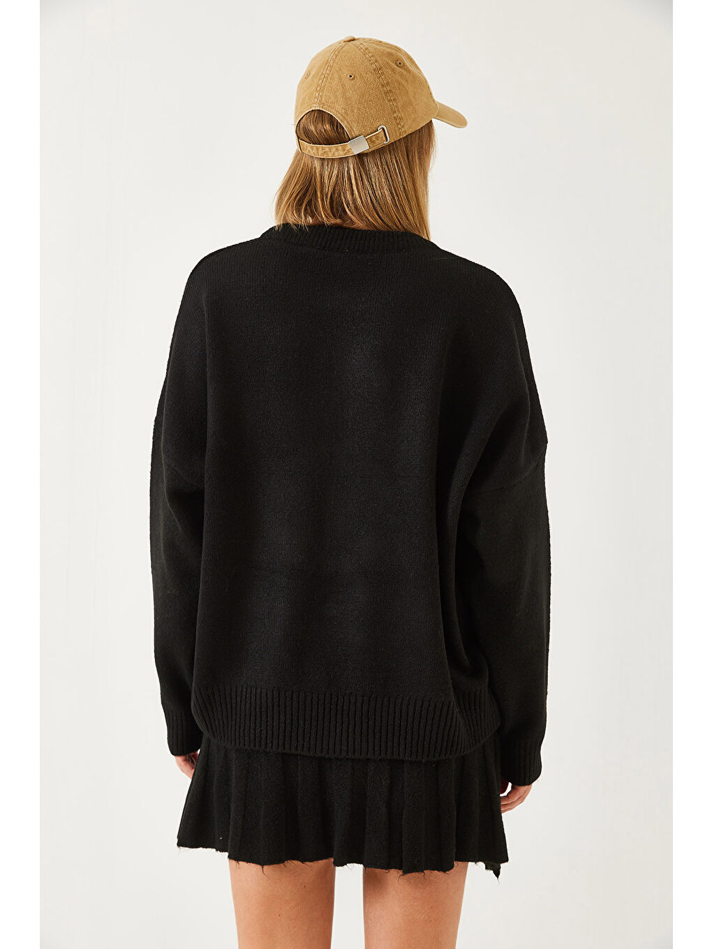 Siyah Kadın Etekli Triko Alt Üst Takım-6