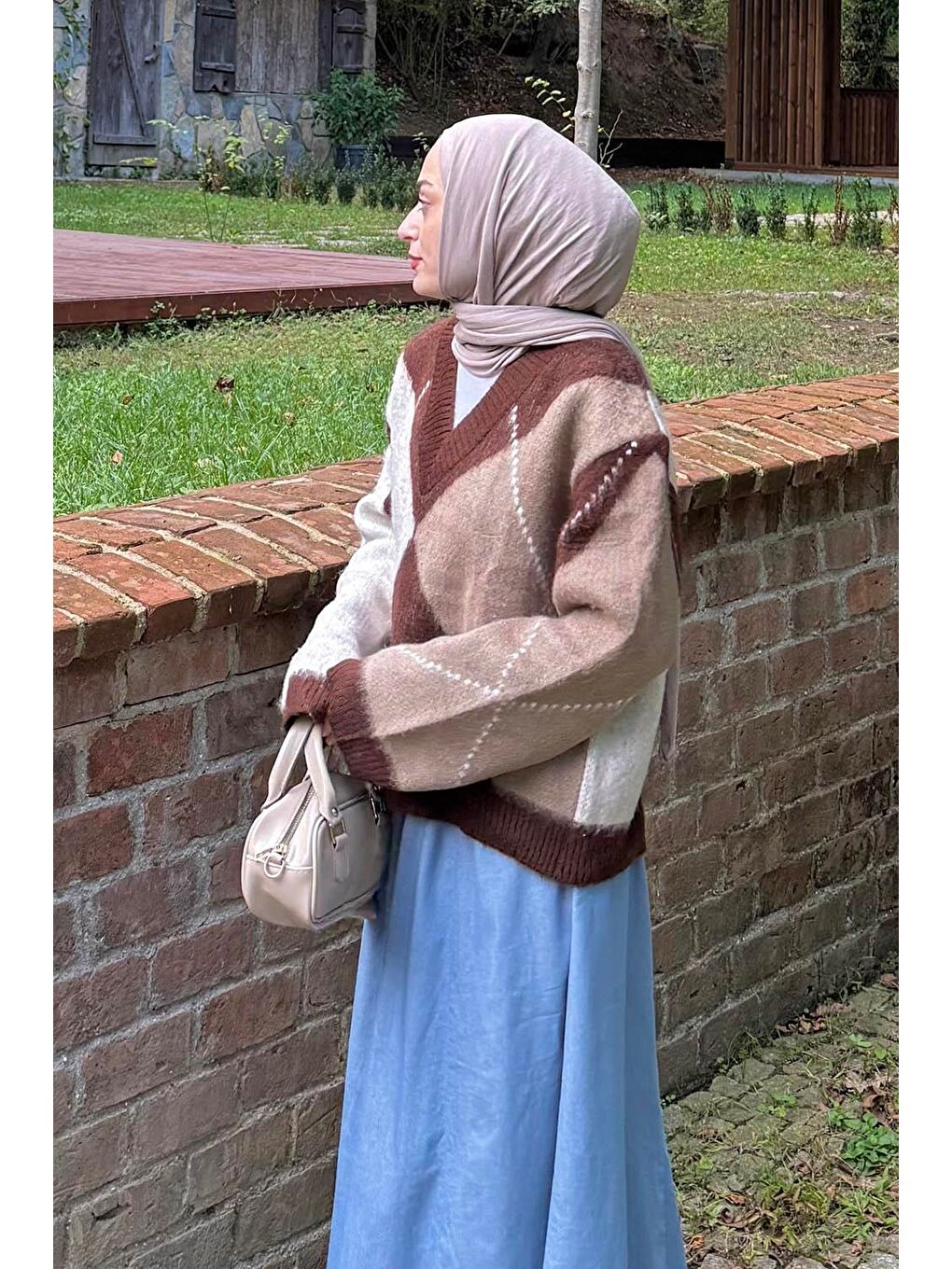 Baklava Desen Kazak Kahverengi-1