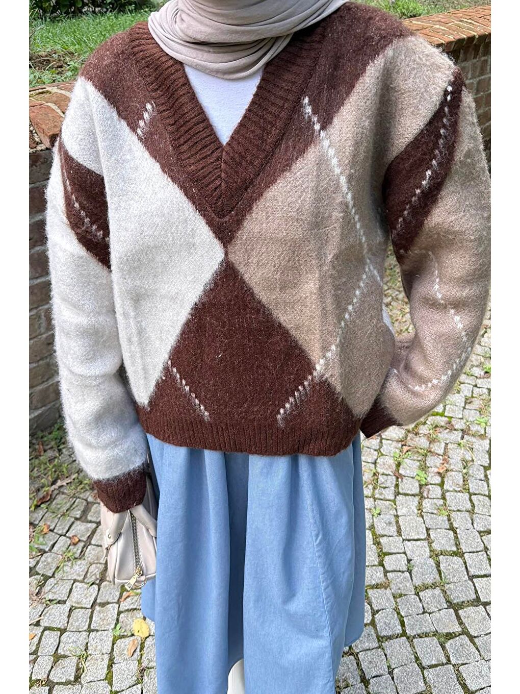 Baklava Desen Kazak Kahverengi-2