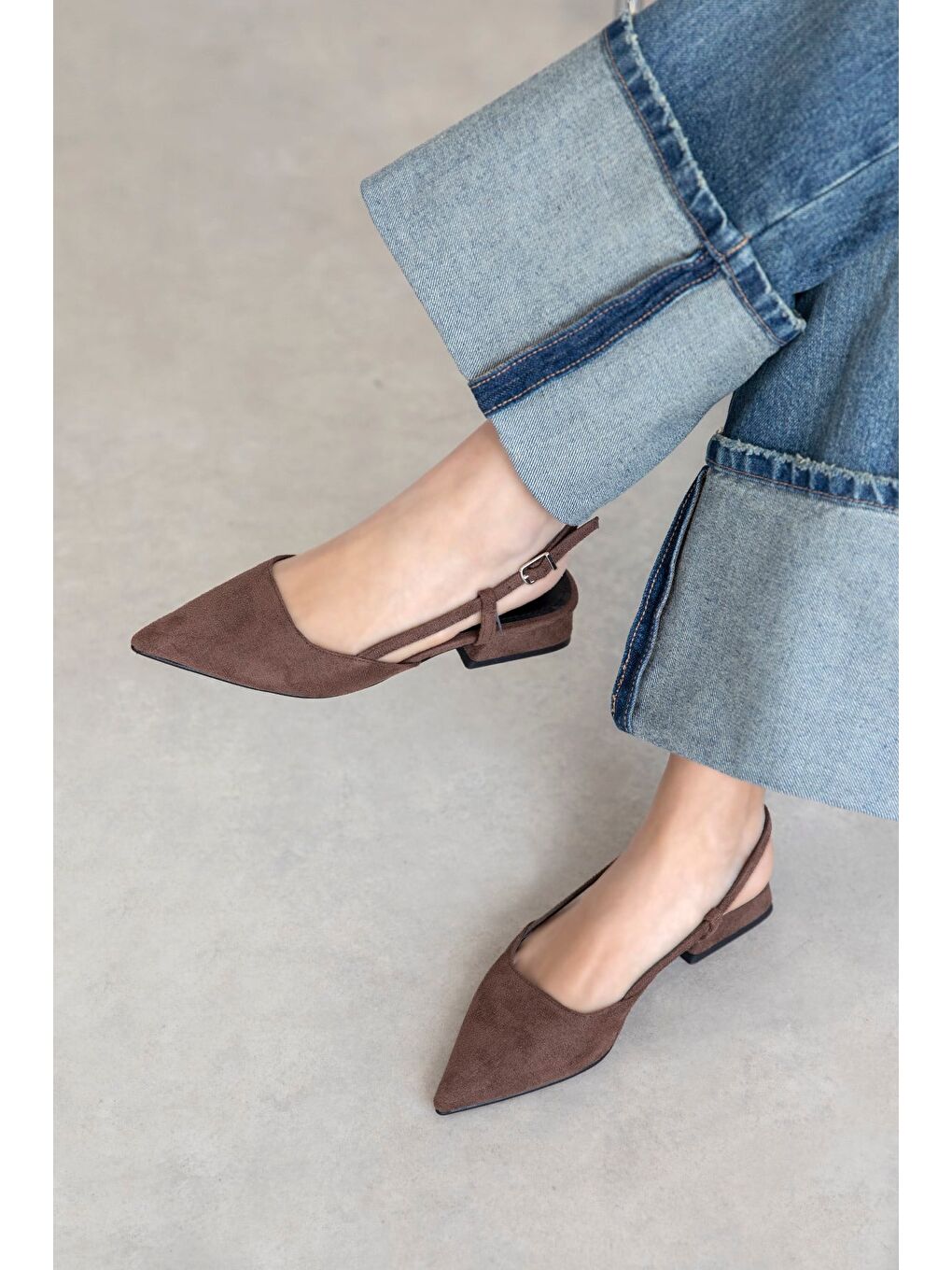 Kahverengi Chrest Kadın Topuklu Süet Ayakkabı Kahve-1