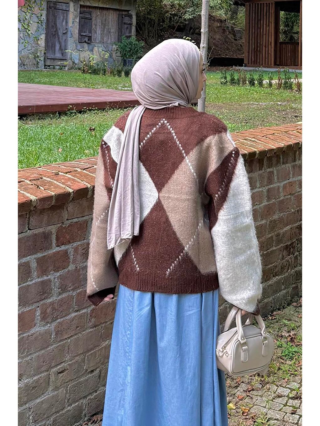 Baklava Desen Kazak Kahverengi-3