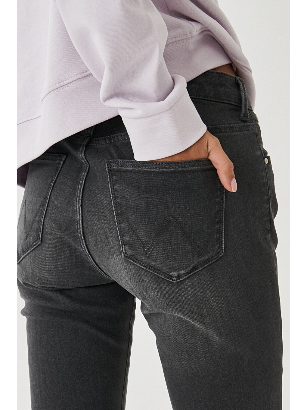 Gri Skinny Fit Normal Bel Denim Esnek Jean Jean Pantolon-3