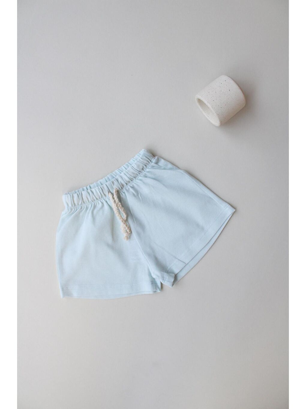 Açık Mavi Bağcıklı Basic Şort-1