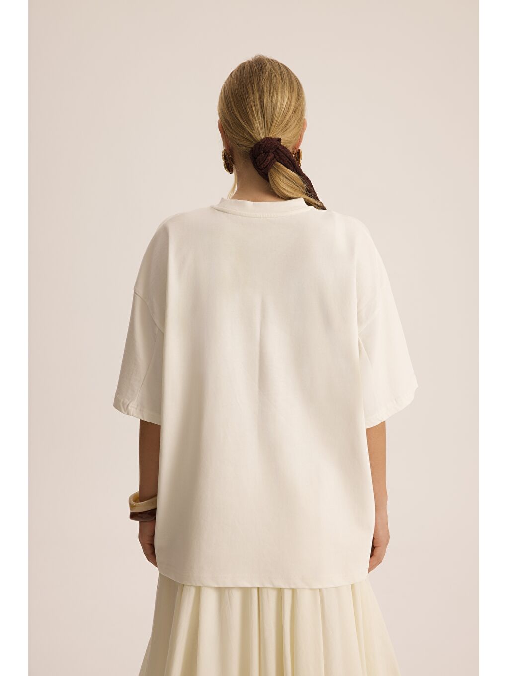 Coconut Milk Beyaz Oversize T-Shirt-4
