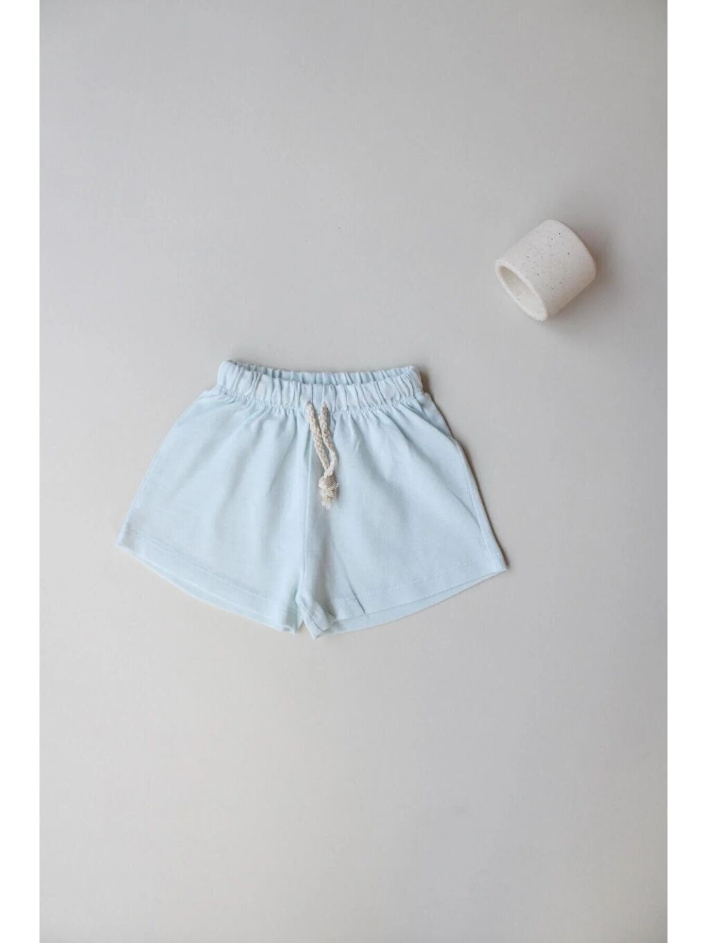 Açık Mavi Bağcıklı Basic Şort-5