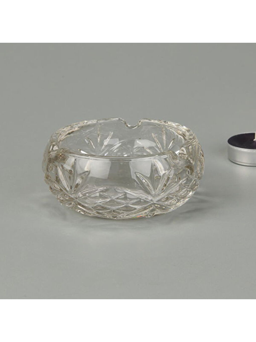 Renksiz Yuvarlak Cam Küllük - Şeffaf - 9,5 cm-2