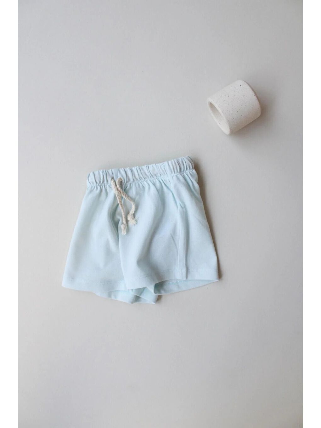 Açık Mavi Bağcıklı Basic Şort-7