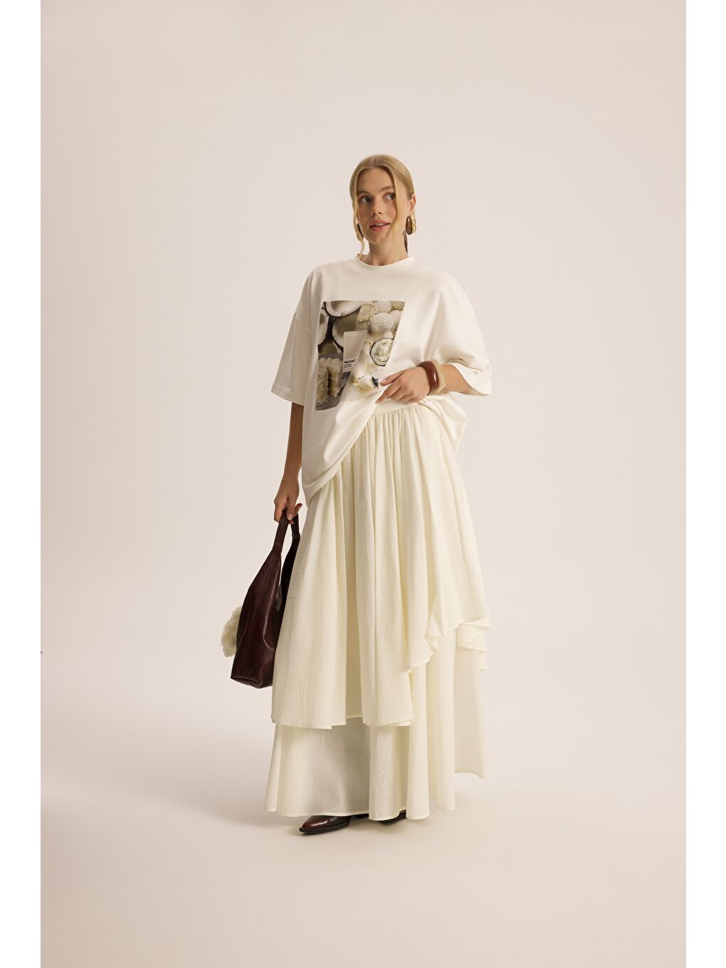 Coconut Milk Beyaz Oversize T-Shirt-5