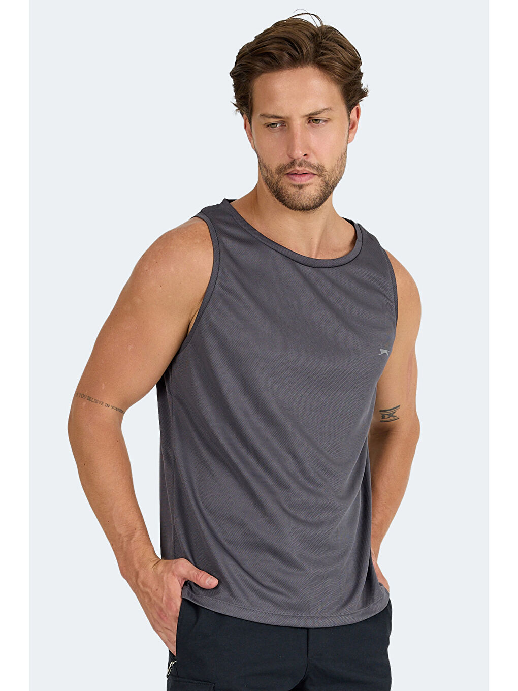 RUN I Erkek Kolsuz Tişört Atlet Antrasit-3