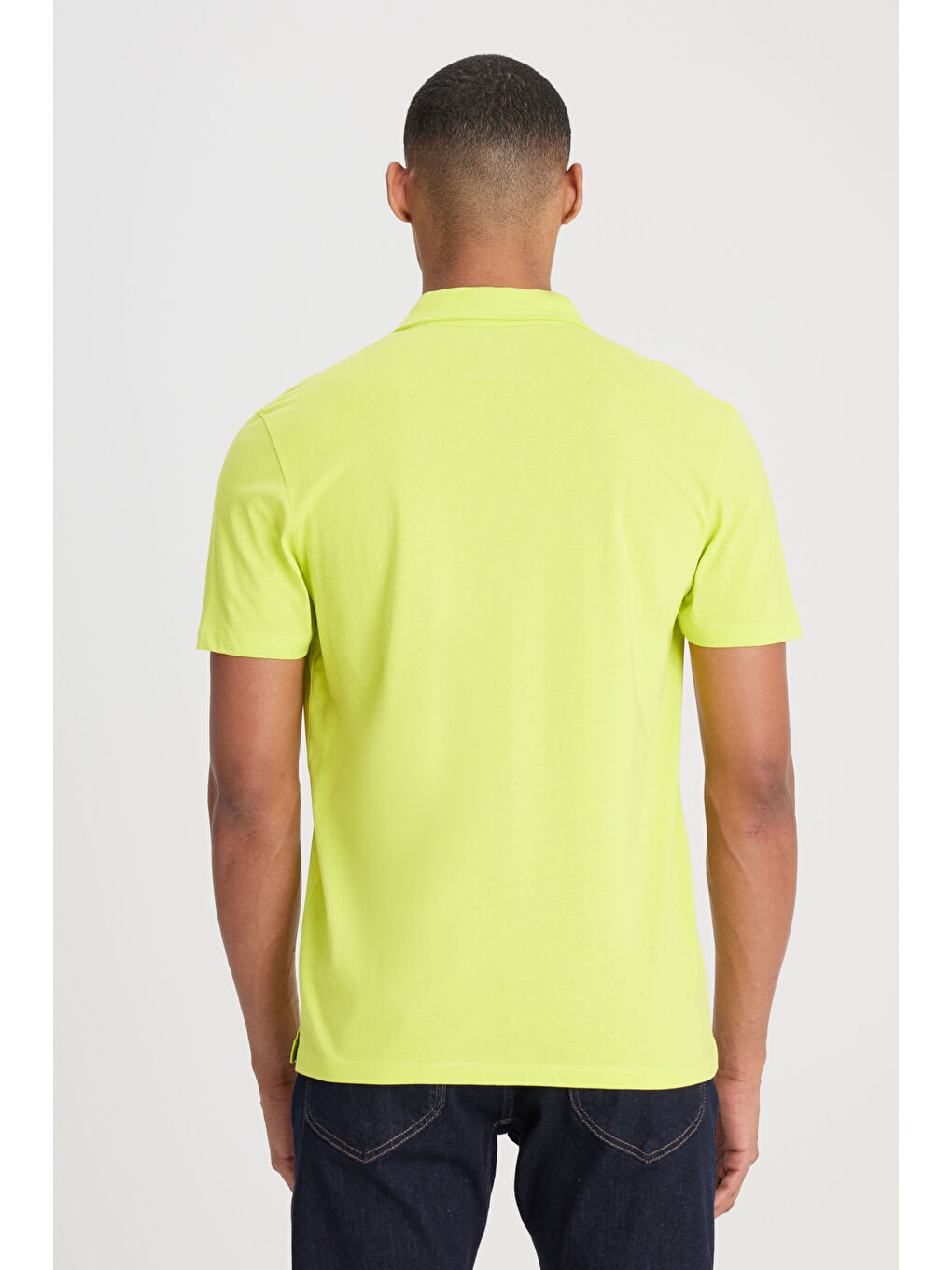 Regular Fit Normal Kesim Polo Yaka %100 Pamuk Sarı Tişört-4