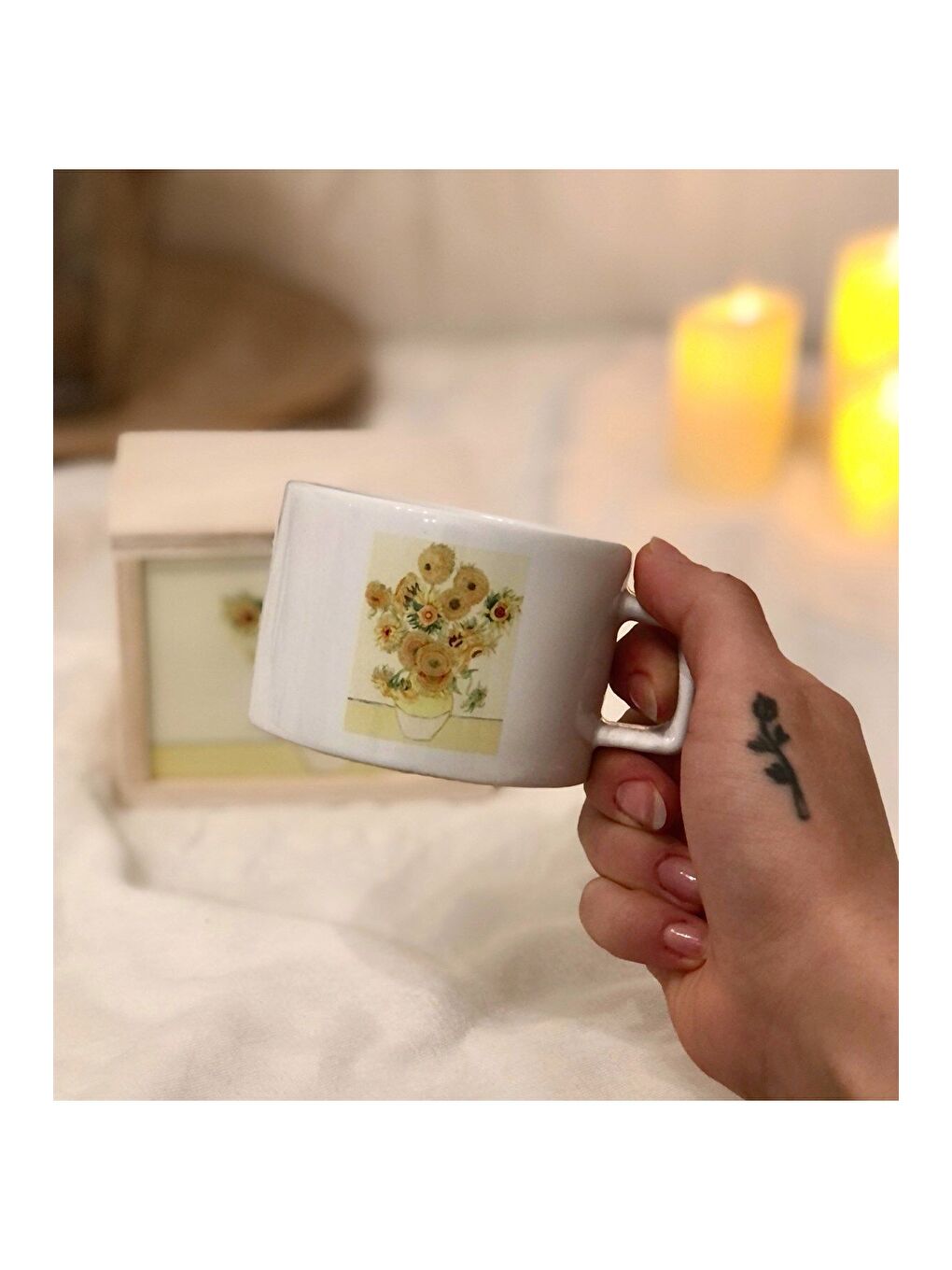 Karışık Ayçiçek Tasarımlı Kutulu Kupa-1