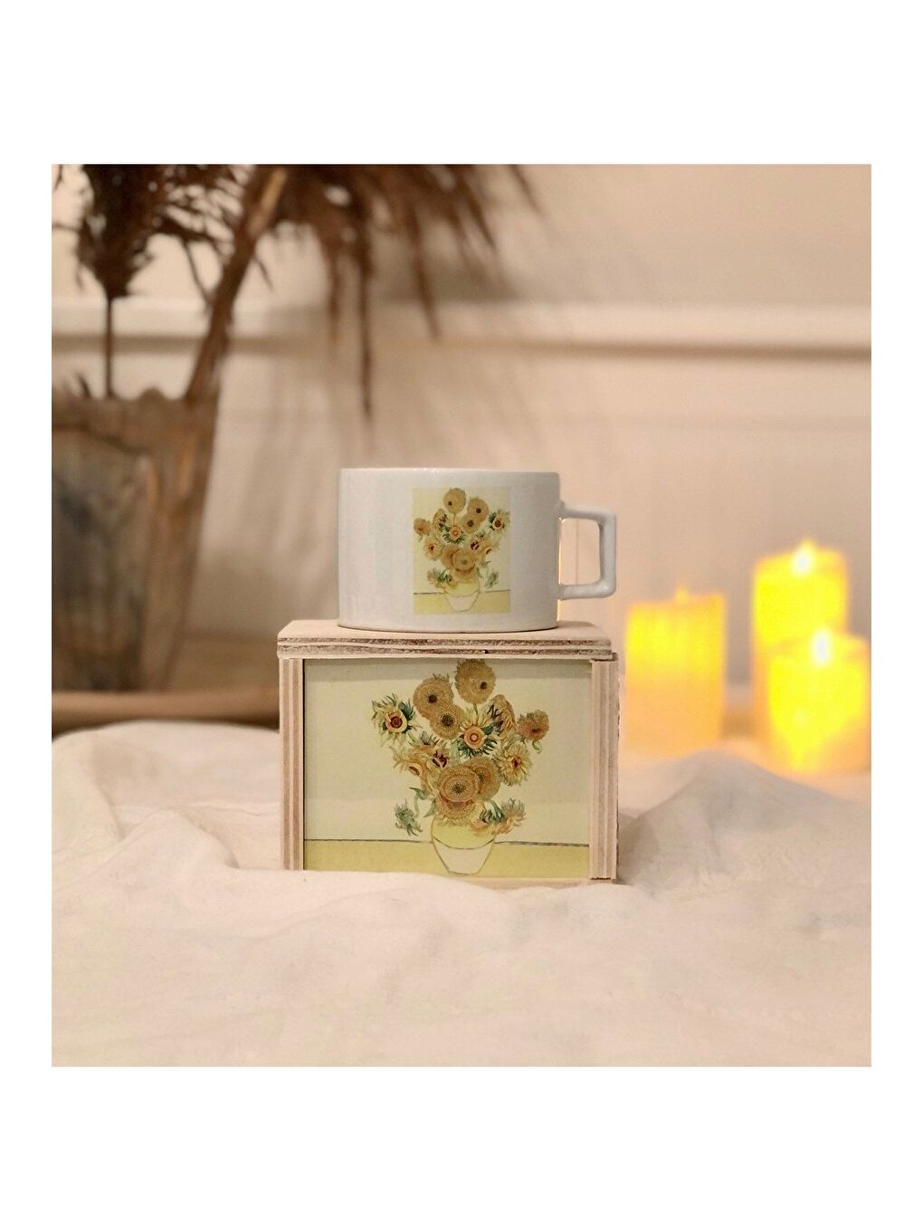 Karışık Ayçiçek Tasarımlı Kutulu Kupa-2