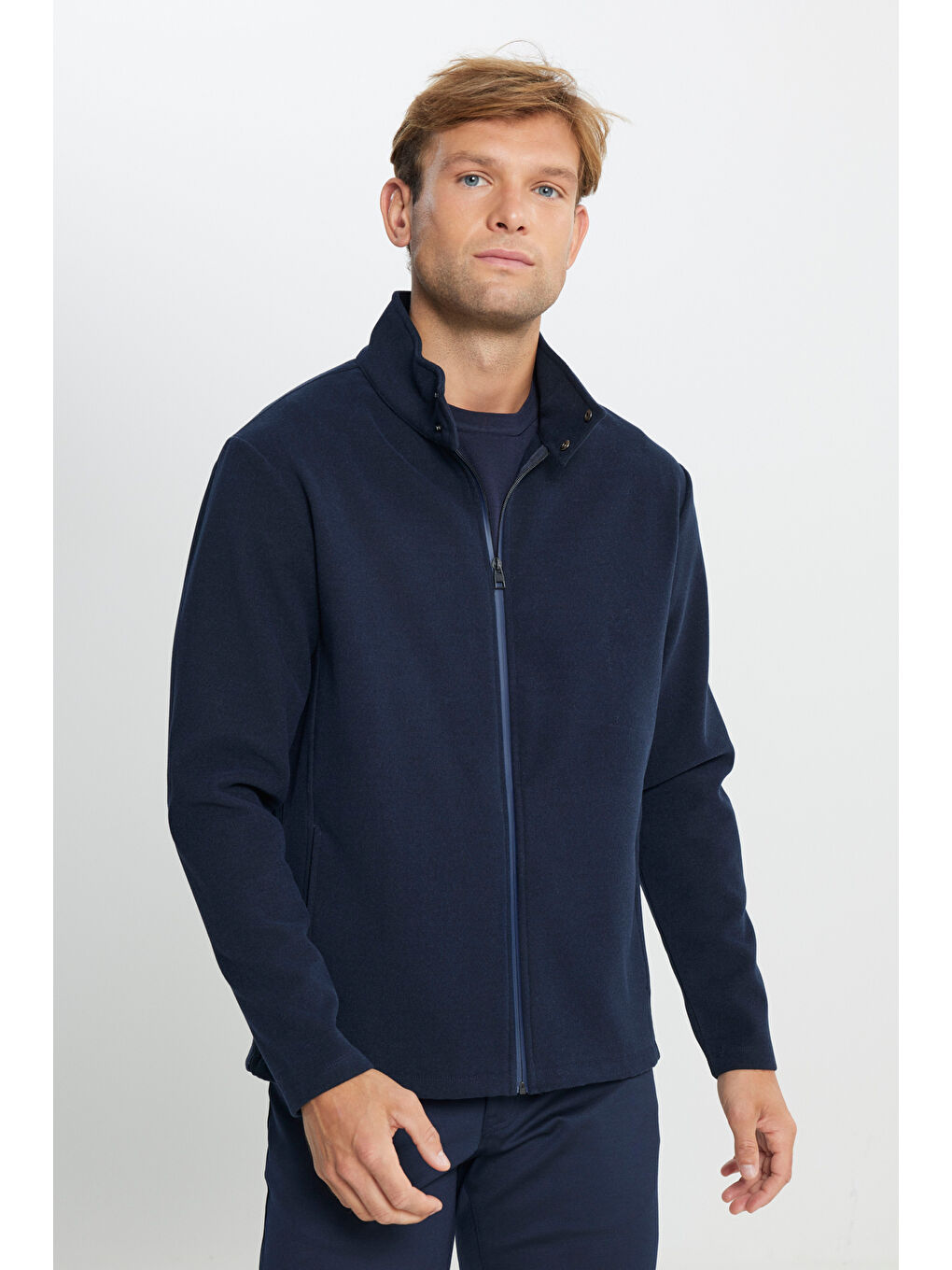 Antrasit Erkek Sıcak Tutan Polar Fermuarlı Sweatshirt