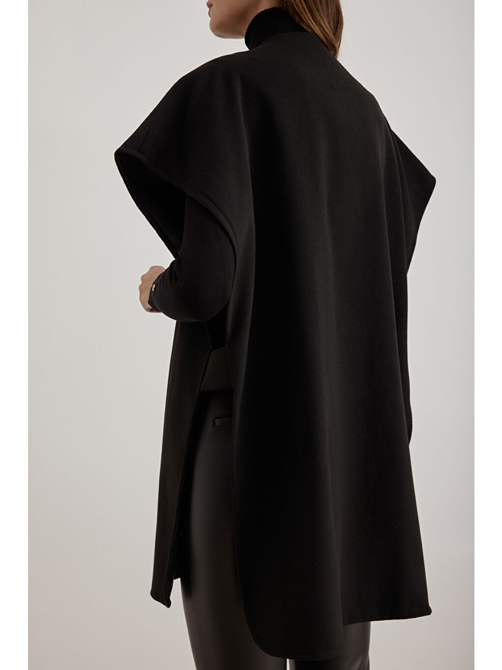 Siyah 18182111 Kolsuz Düğme Detaylı Kap-3