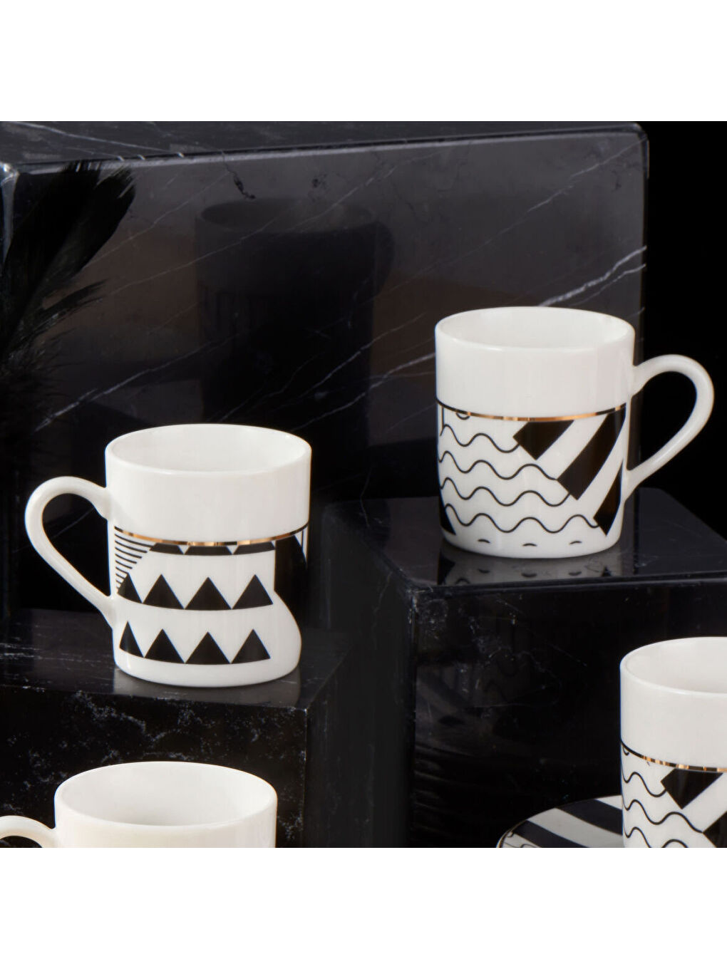 Ekru Camelia 12 Parça 6 Kişilik Kahve Takımı Siyah 62501-1