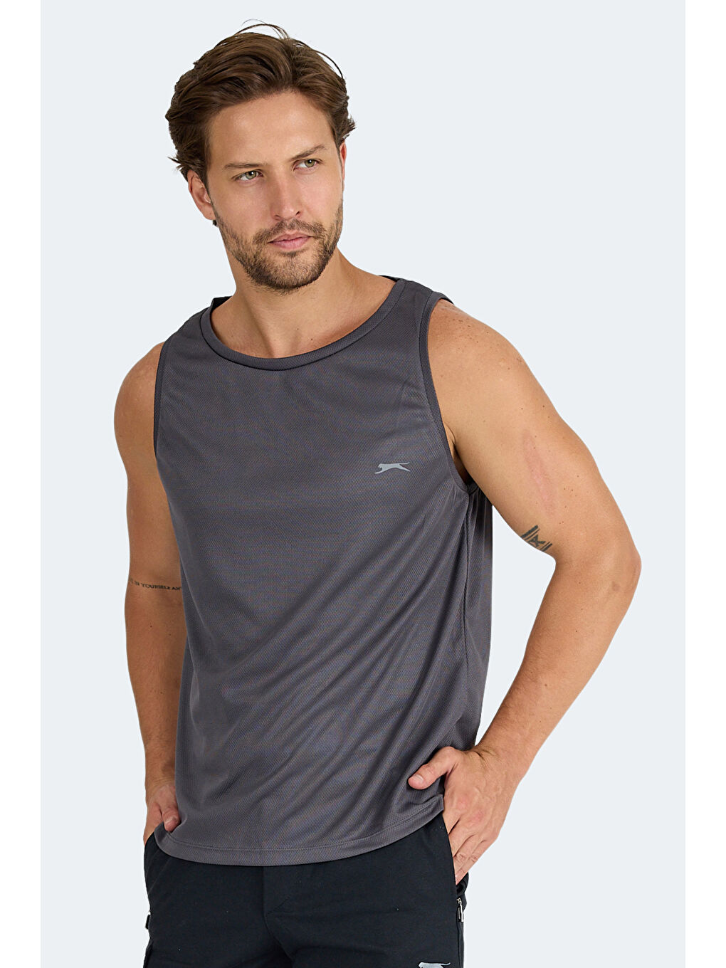 RUN I Erkek Kolsuz Tişört Atlet Antrasit-4