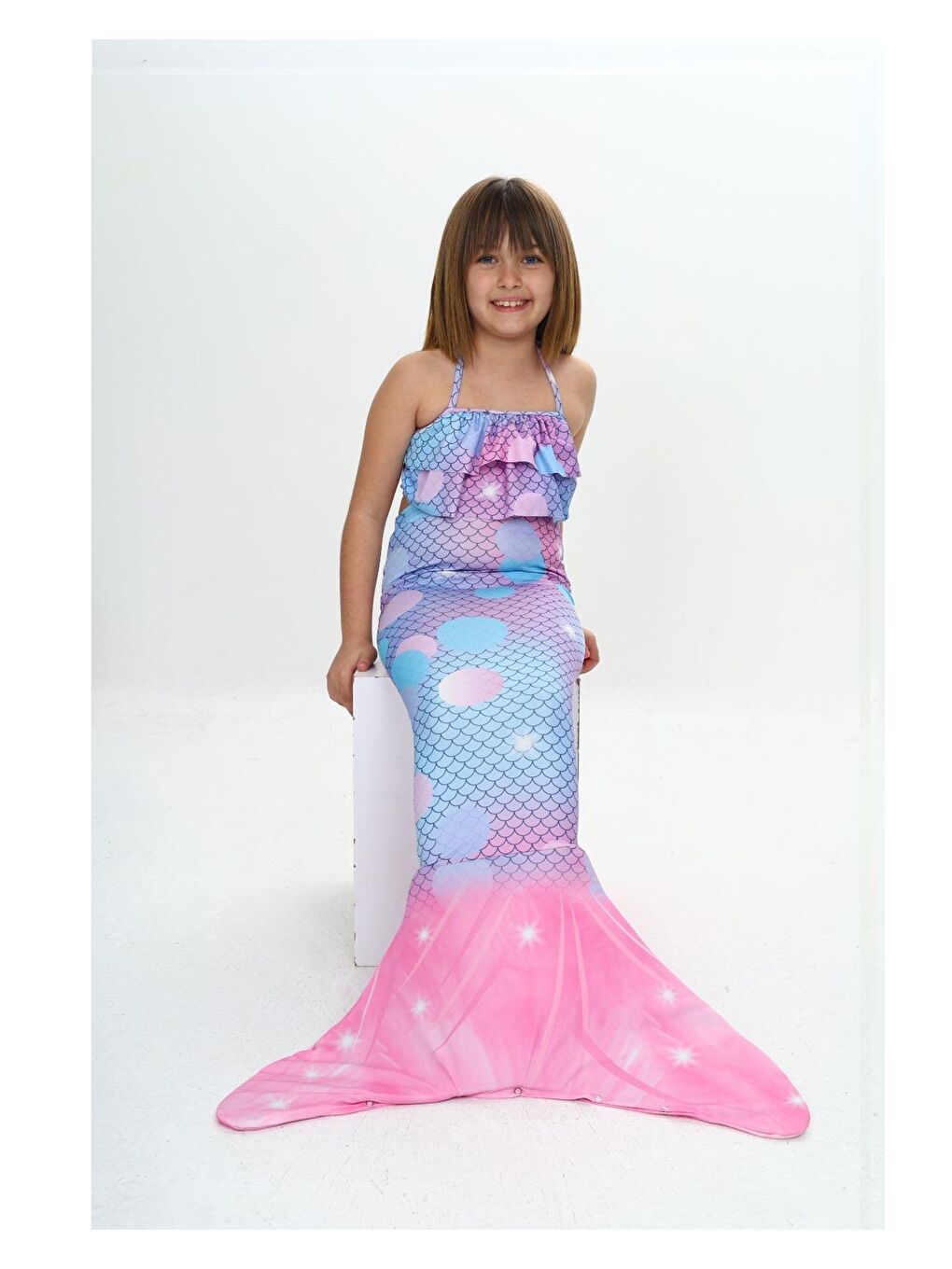 Pembe Kız Çocuk Deniz Kızı Kostümü