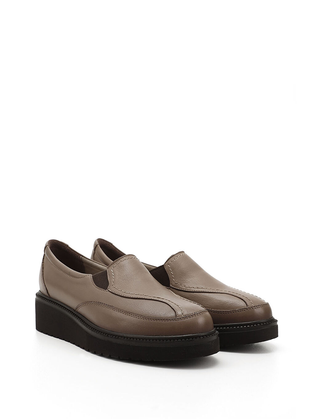 Kahverengi Kadın KOYU VİZON Dolgu Taban Hakiki Deri Ayakkabı-2