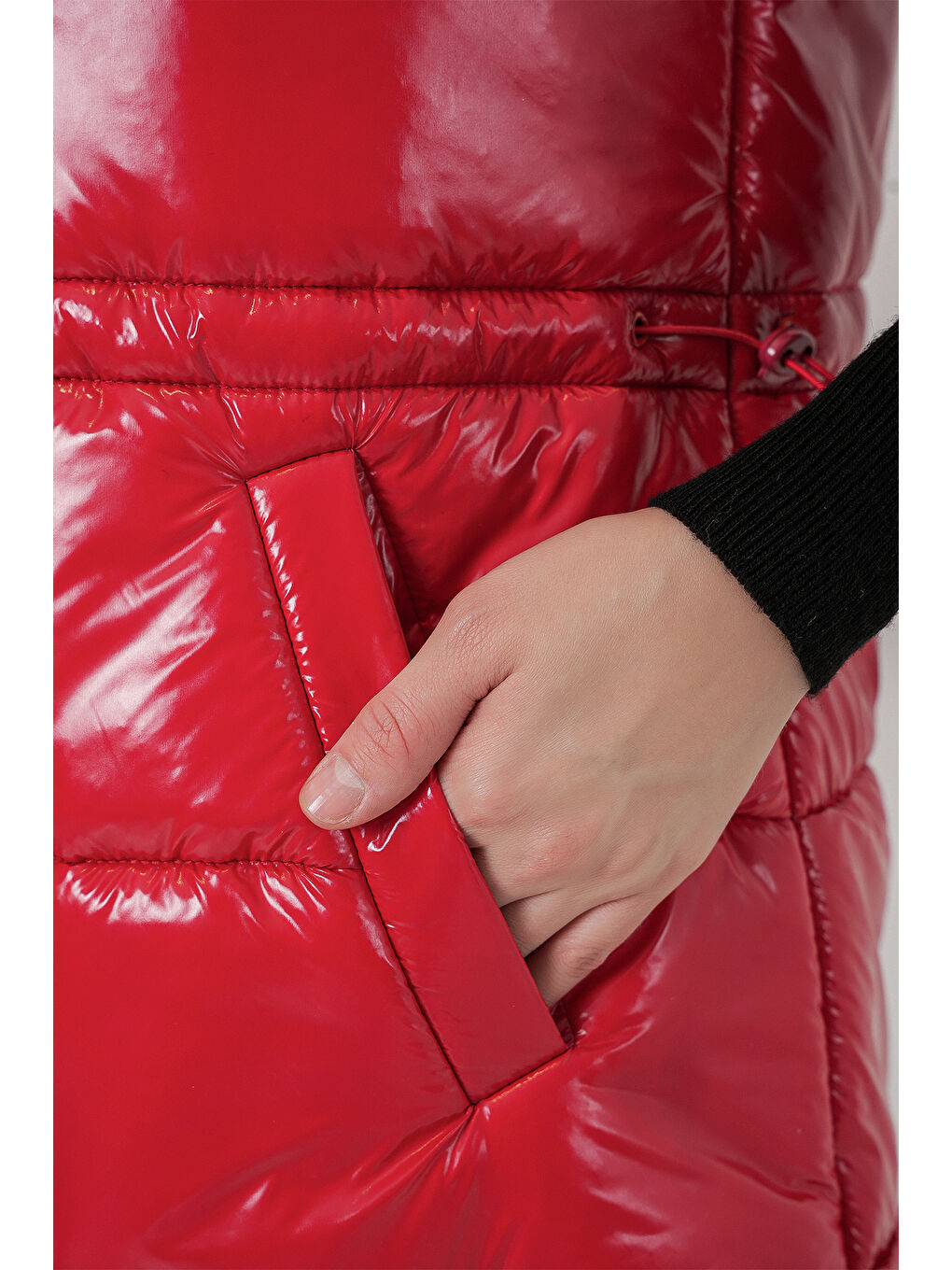 Kadın Parlak Şişme Yelek 5218 - Kırmızı-4