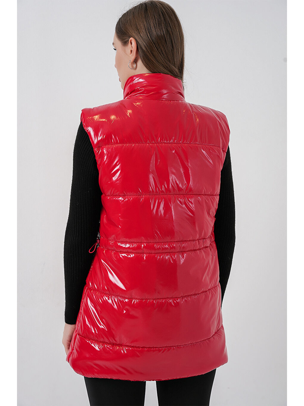 Kadın Parlak Şişme Yelek 5218 - Kırmızı-5