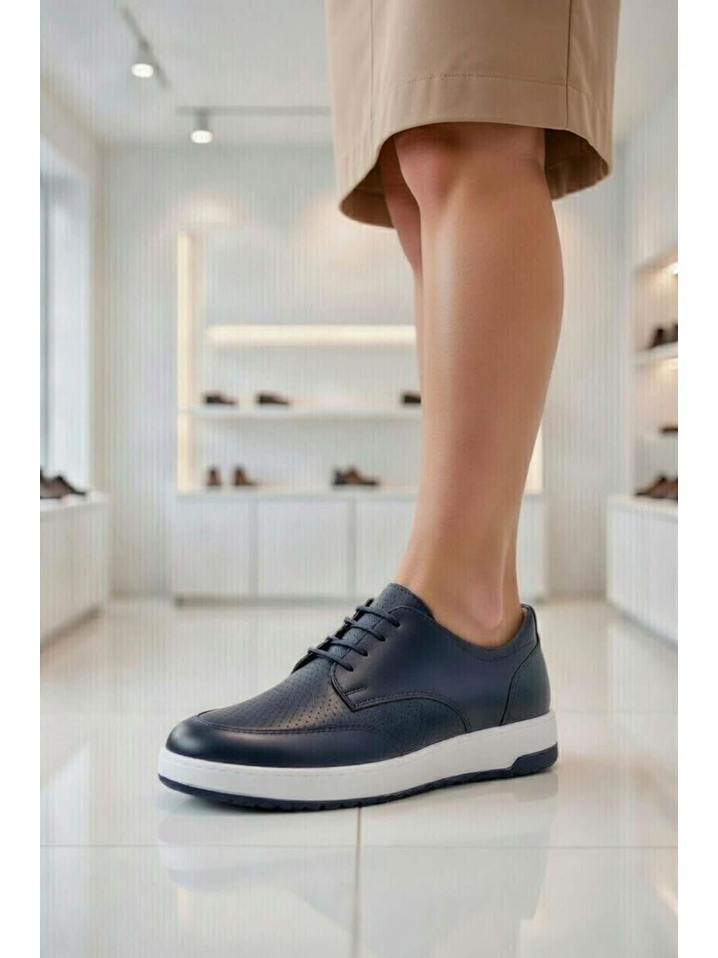 Erkek Çocuk Hava Alan Rahat Taban Bağcıklı Lacivert Ayakkabı