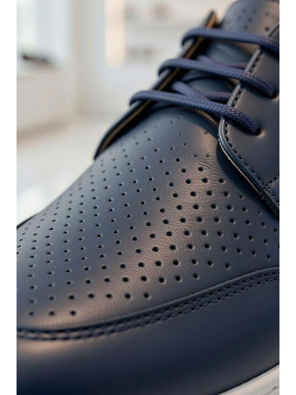 Erkek Çocuk Hava Alan Rahat Taban Bağcıklı Lacivert Ayakkabı-1