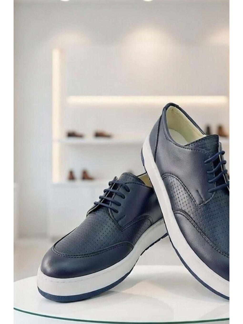 Erkek Çocuk Hava Alan Rahat Taban Bağcıklı Lacivert Ayakkabı-2