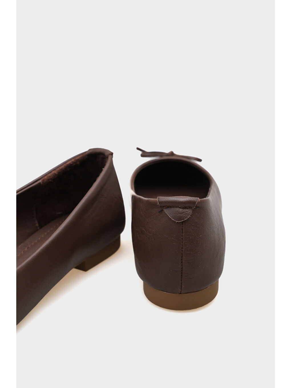 Kahverengi Bloom Hakiki Deri Fiyonklu Yuvarlak Burunlu Kadın Babet-4