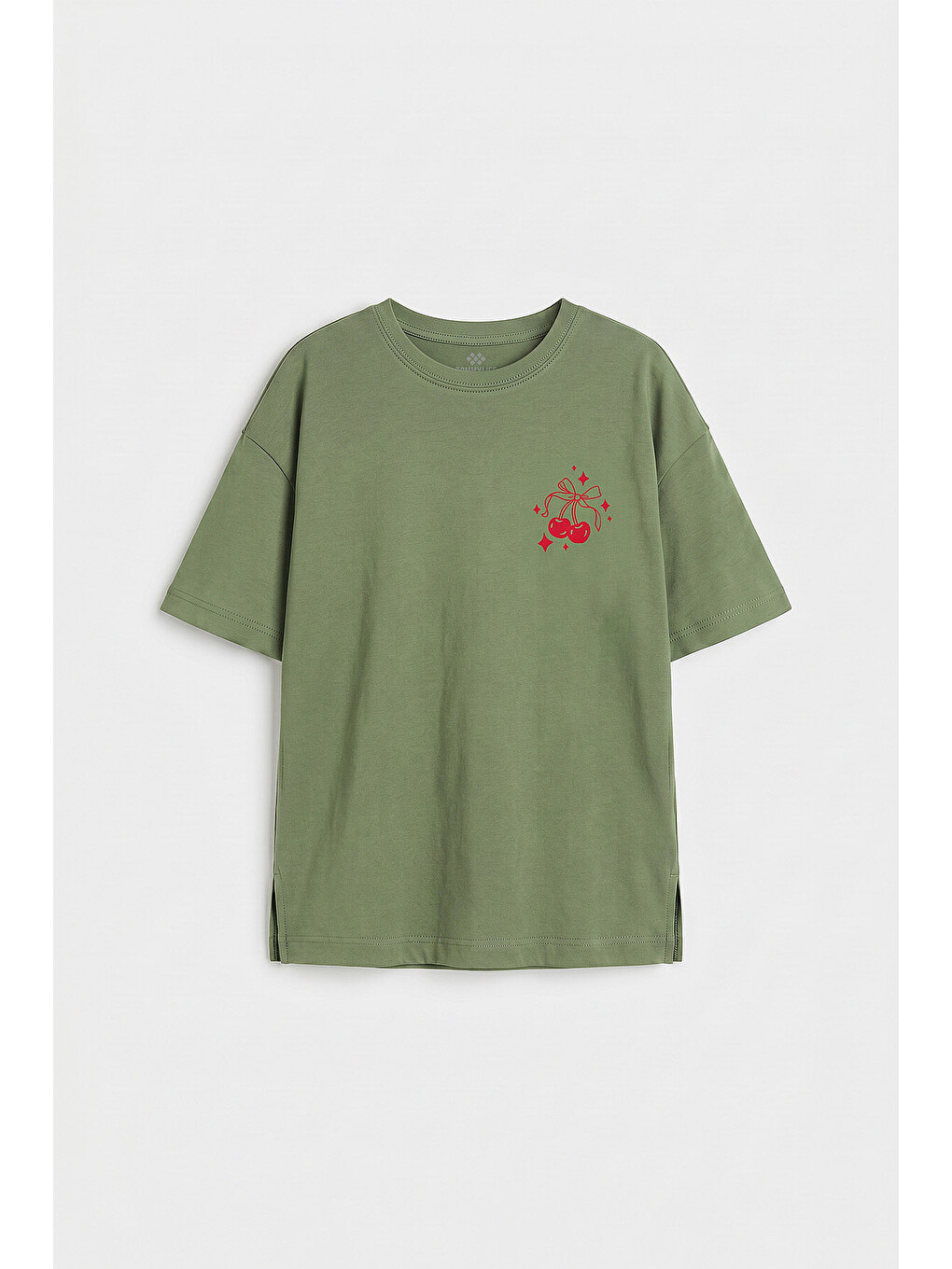 Yeşil Kaktüs Oversize Kısa Kollu Baskılı Kız Çocuk T-shirt - 75176